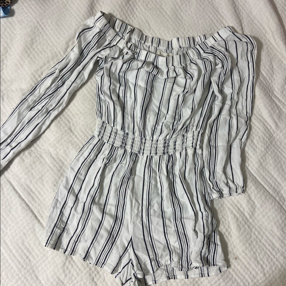 LA Hearts black and white striped romper, size: s, good condition